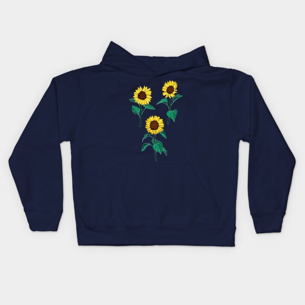 Sunny Sunflowers Kids Hoodie by TigaTiga